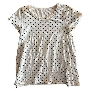 Y2K Madewell Womens Polka Dot Short Sleeve T-Shirt White Black Crew Neck Size